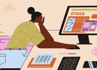 internship illustration of student at computer